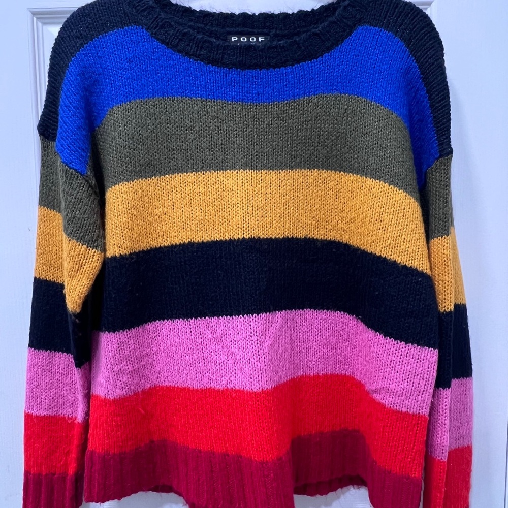 Poof! Blue and Green Crew Neck Sweater